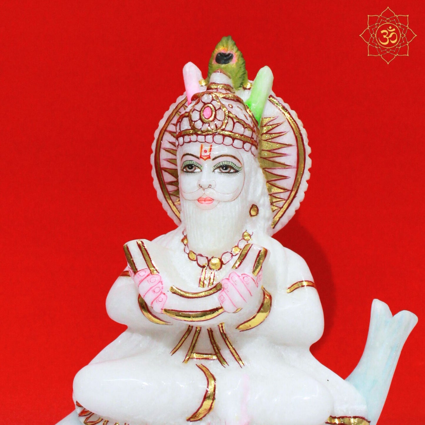 Bhagwan Jhulelal Marble Murti in 9inch for Homes and Temples