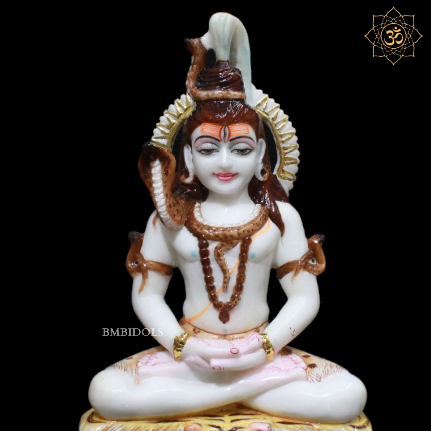 Marble Shiva Statue in Meditation Posture in 12inches for Homes and Temples
