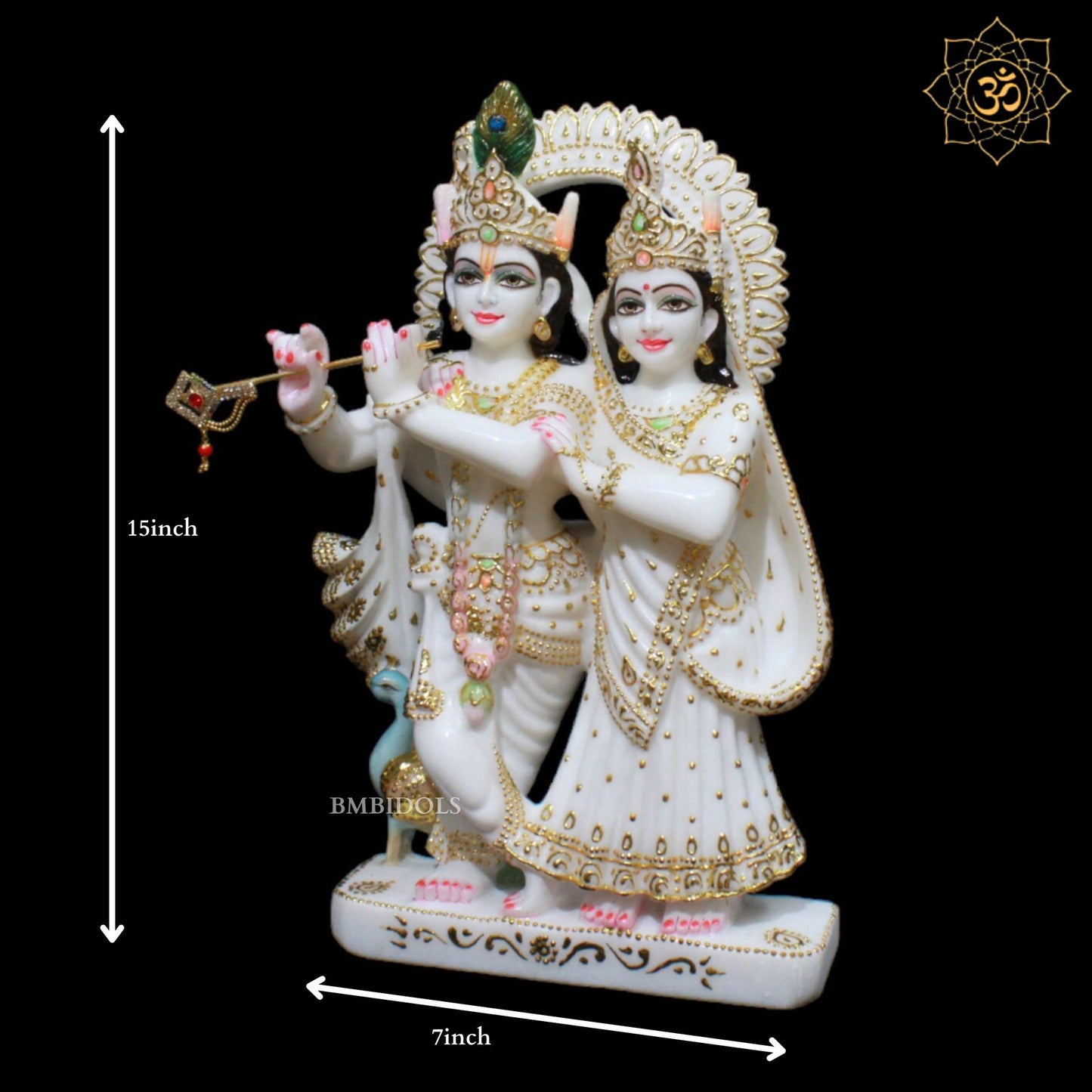 Marble Jugal Radha Krishna Murti in 15inches for Homes and Temples