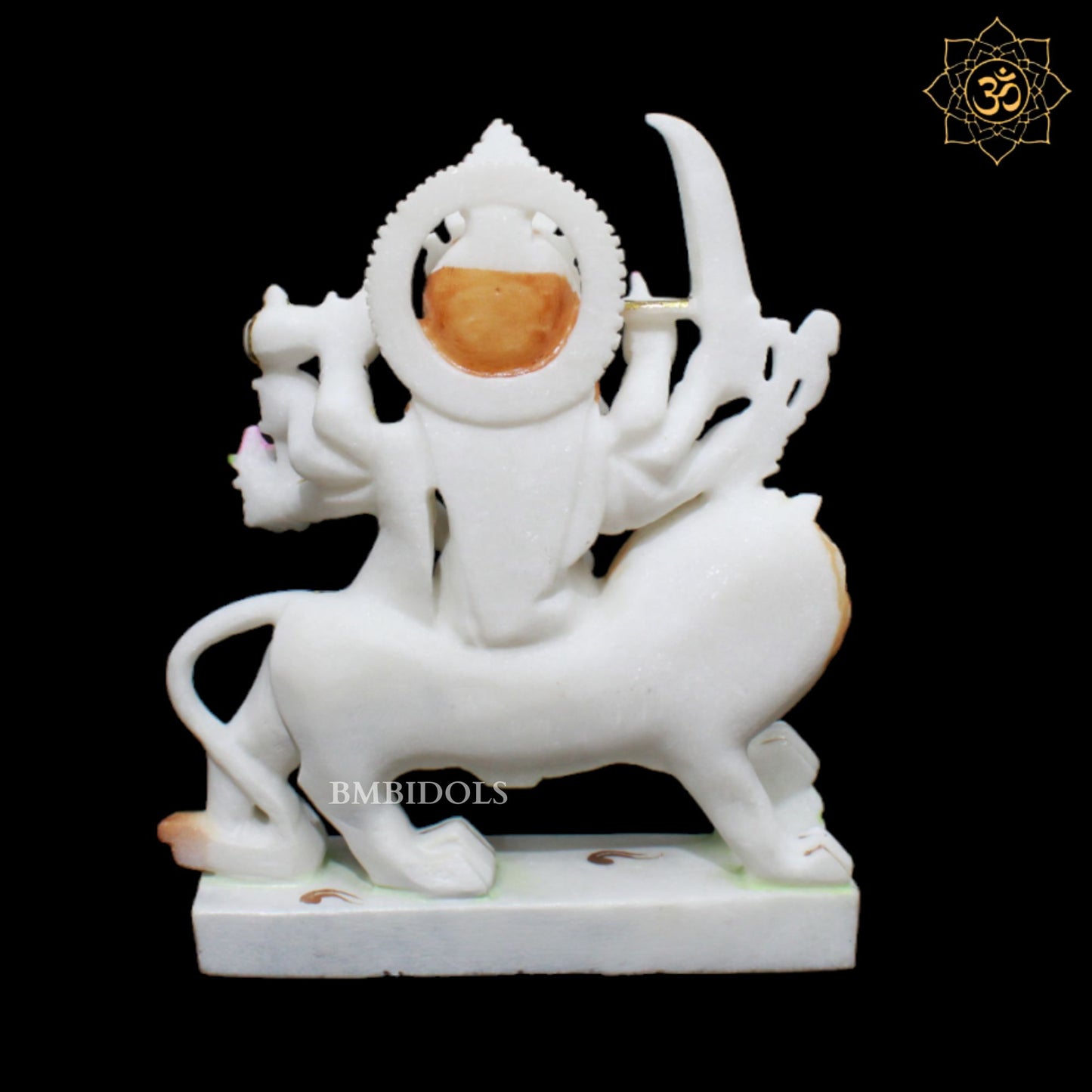 White Makrana Marble Durga Maa Murti in 1feet for Homes and Temples