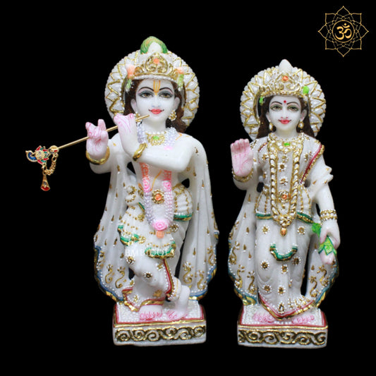 Marble Radha Krishna Murti in 11inches best for Home Temples