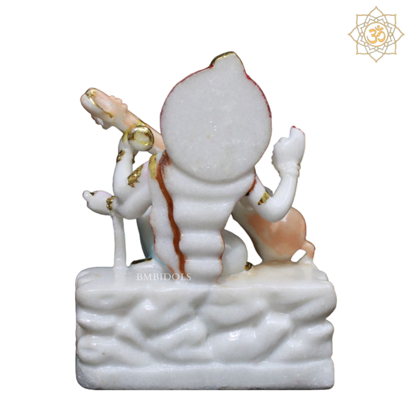 Saraswati Maa Marble Murti Sitting on the Rock with Veena in 9inch