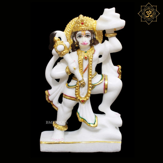 Veer Hanuman Marble Murti designed in 12inch in Full Goldwork
