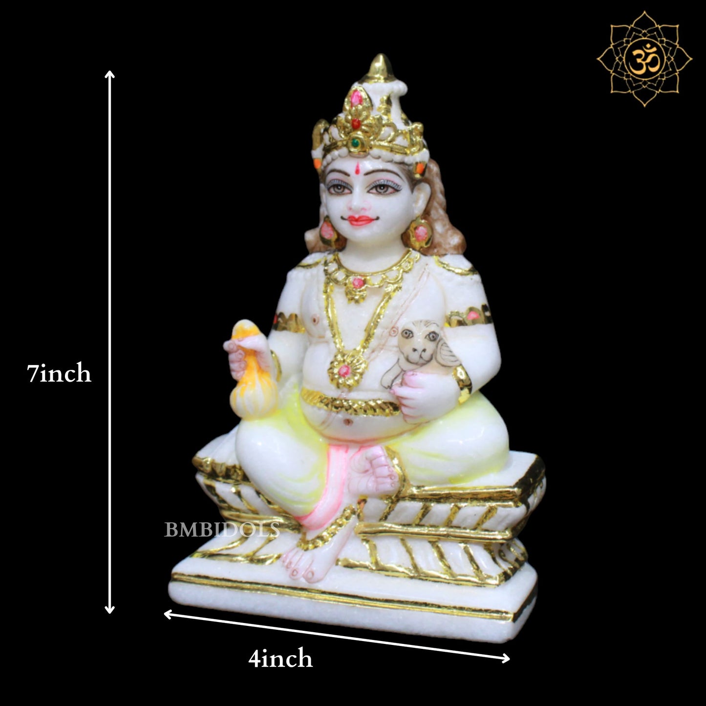 Marble Kuber Marble Murti for Homes and Temples in 7inch