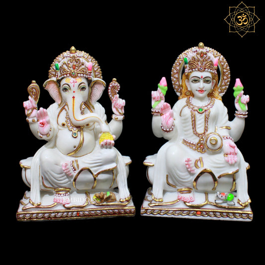 Ganesh Lakshmi Marble Murti in 1feet for Homes and Temples