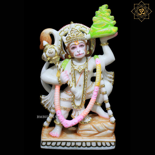 Veer Hanuman Marble Murti in 15inches for Homes and Temples