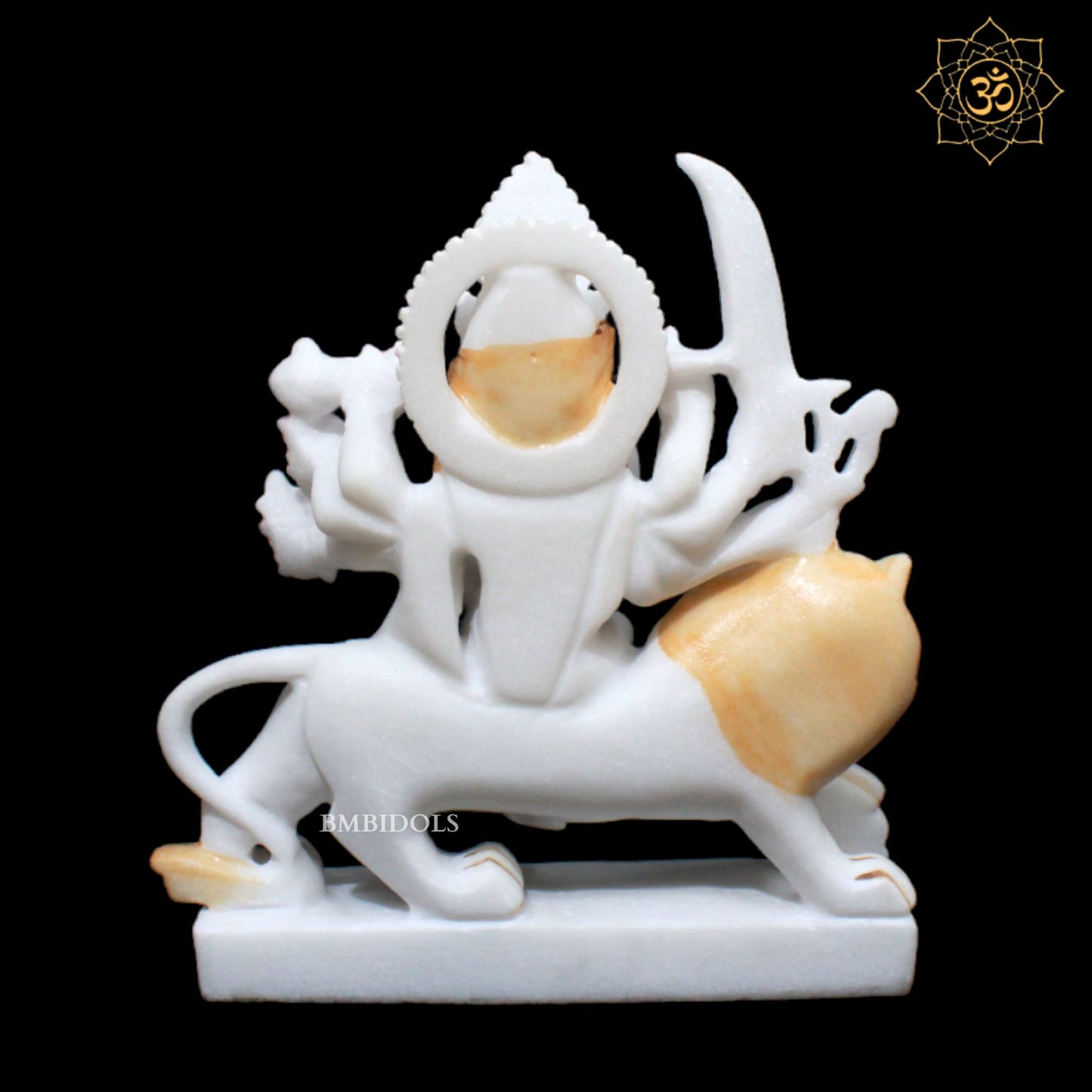 White Marble Durga Maa Statue in Eight Hands in 9inches