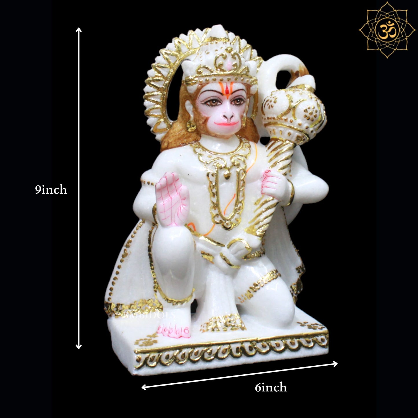 Small Hanuman Marble Murti for Homes and Temples in 9inches