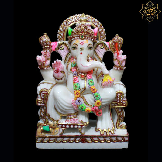 Marble Ganesh Murti for Homes and Temples in 9inches
