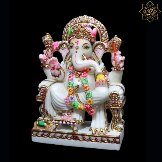 Marble Ganesh Murti for Homes and Temples in 9inches