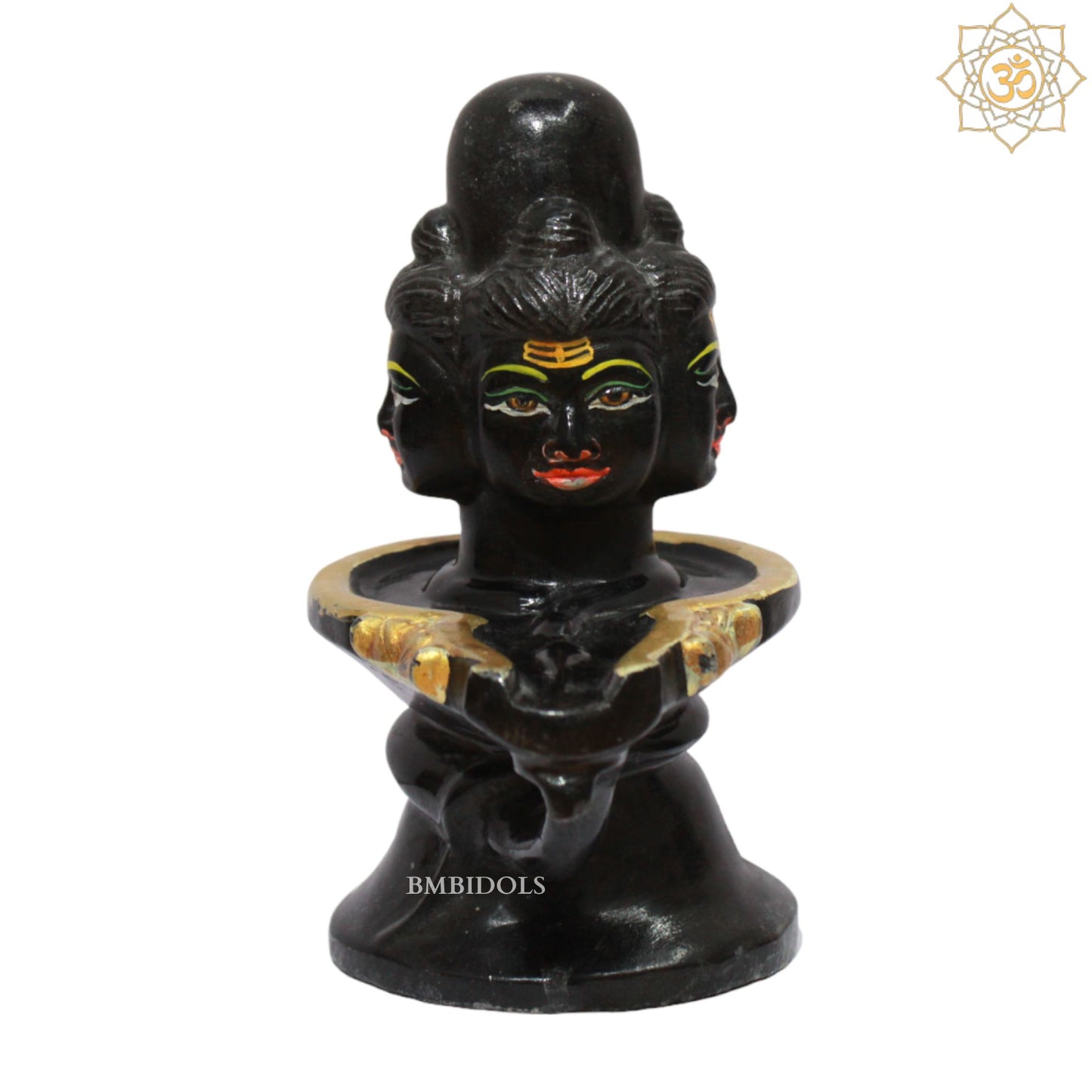 Black Stone Shivling Statue in Panchmukhi Style