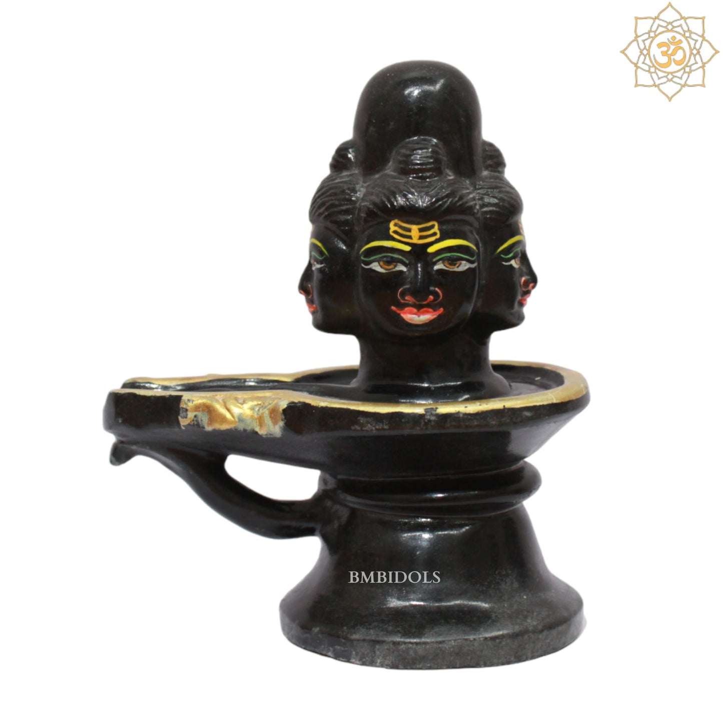 Black Stone Shivling Statue in Panchmukhi Style