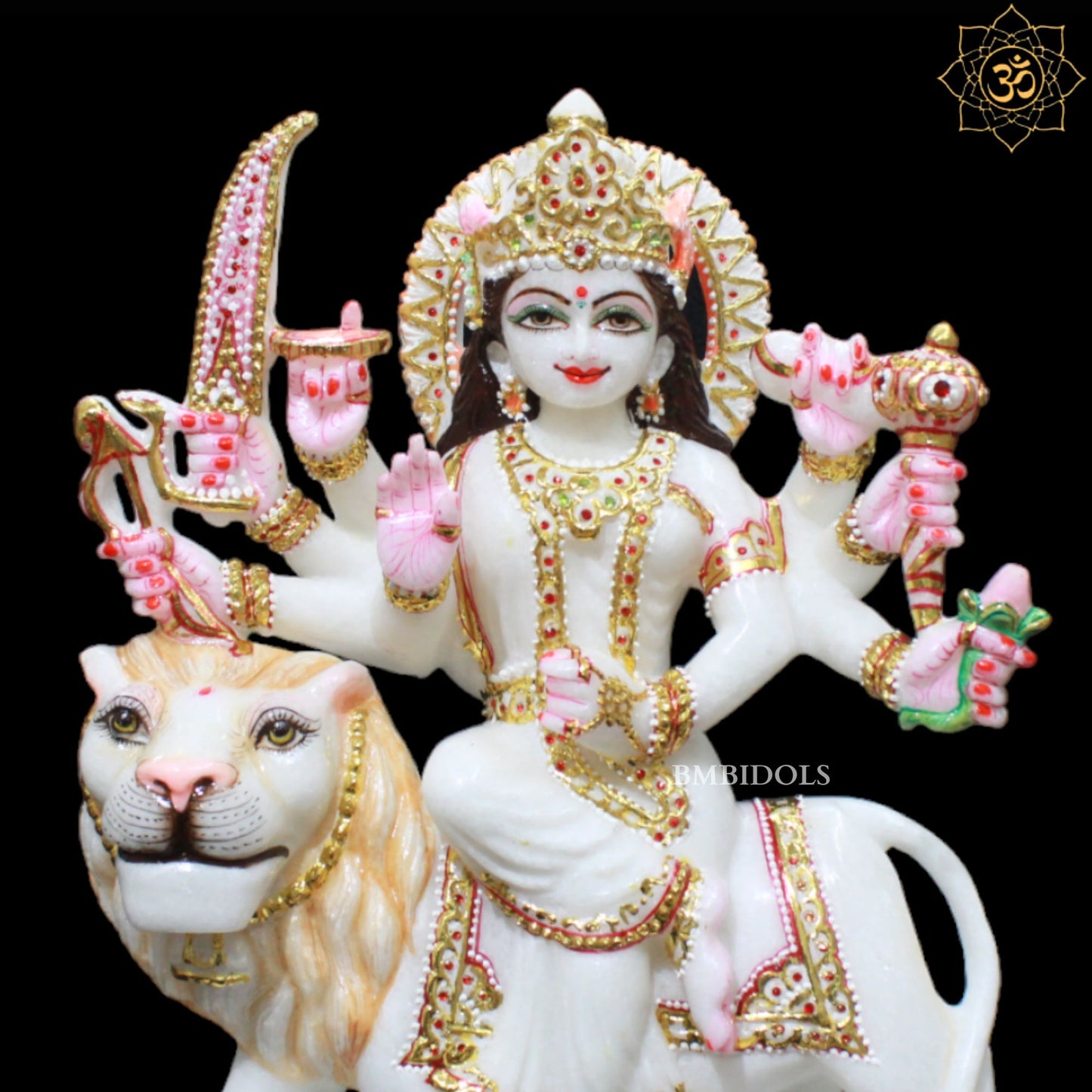 15inch Marble Durga Murti for Homes and Temples in Makrana Marble