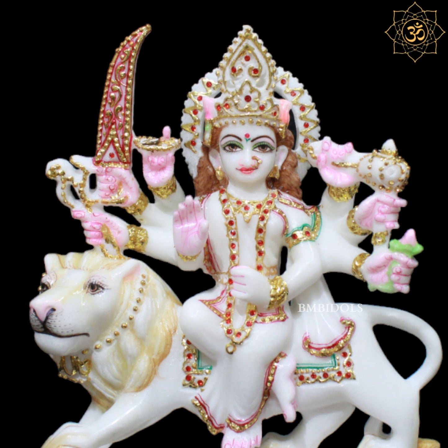 Small Durga Marble Murti in 9inches for Homes and Temples