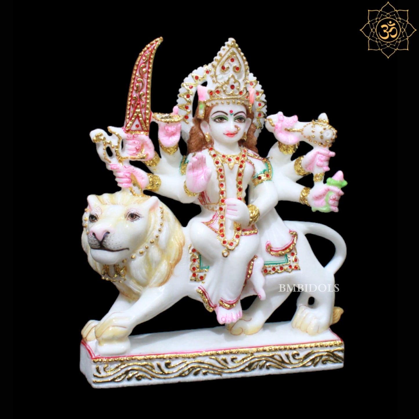 Small Durga Marble Murti in 9inches for Homes and Temples