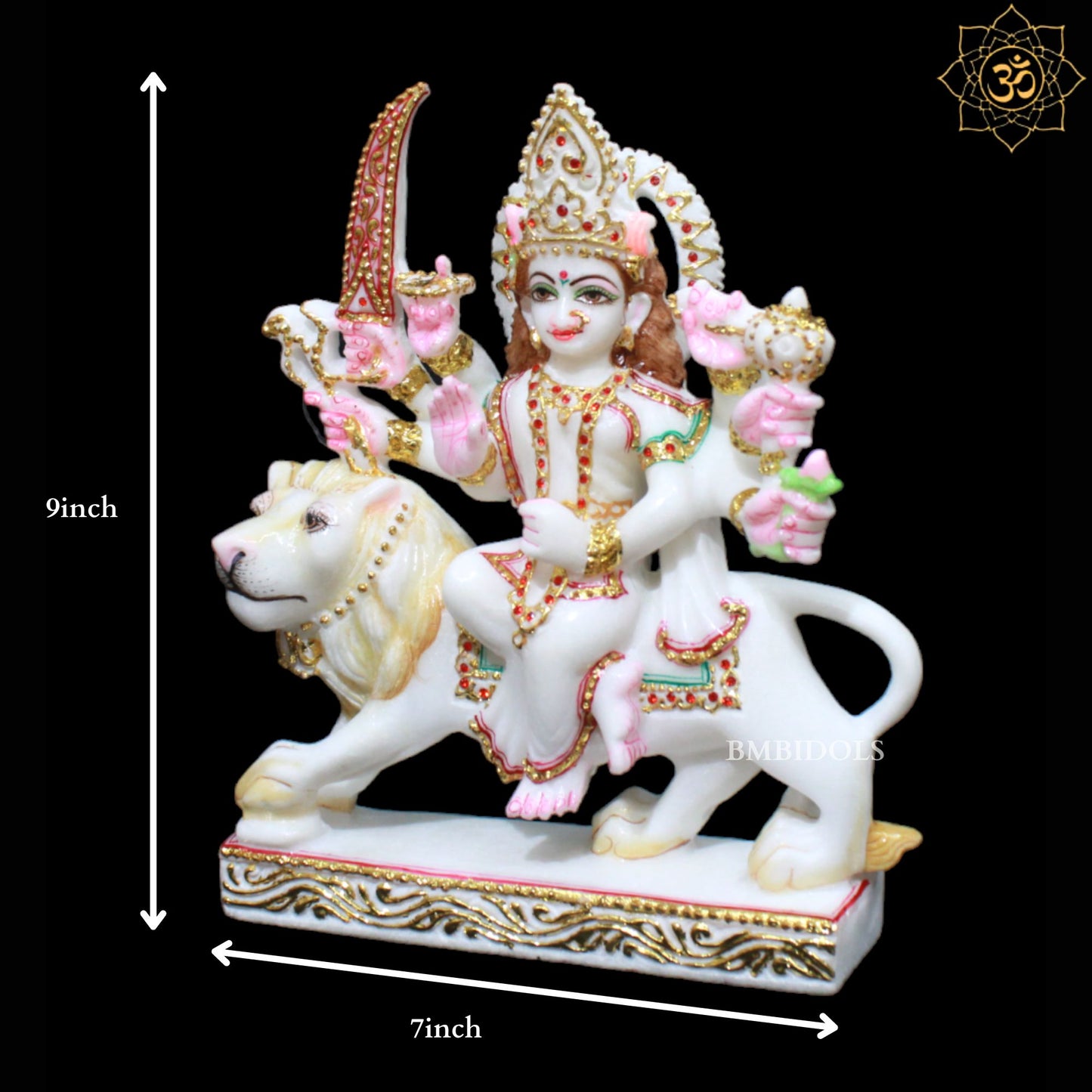 Small Durga Marble Murti in 9inches for Homes and Temples