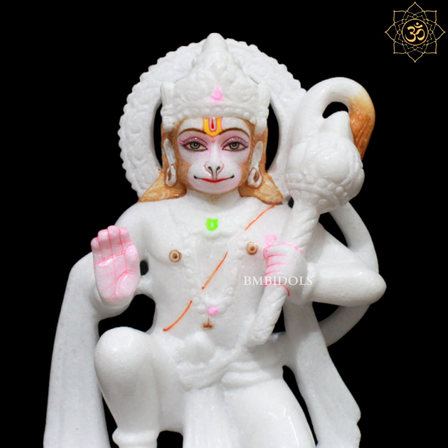 White Marble Hanuman Murti in 9inches for Homes and Mandirs