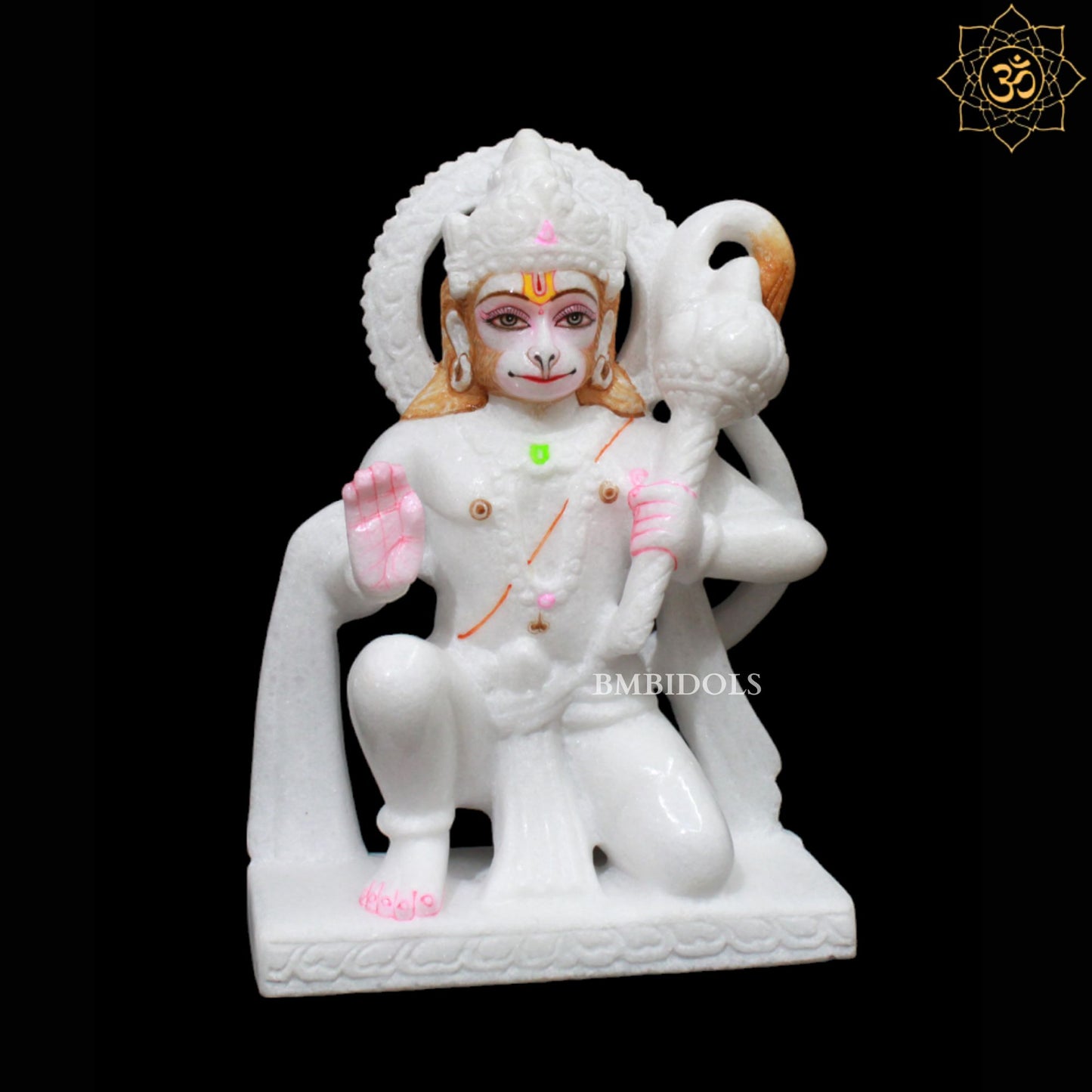 White Marble Hanuman Murti in 9inches for Homes and Mandirs