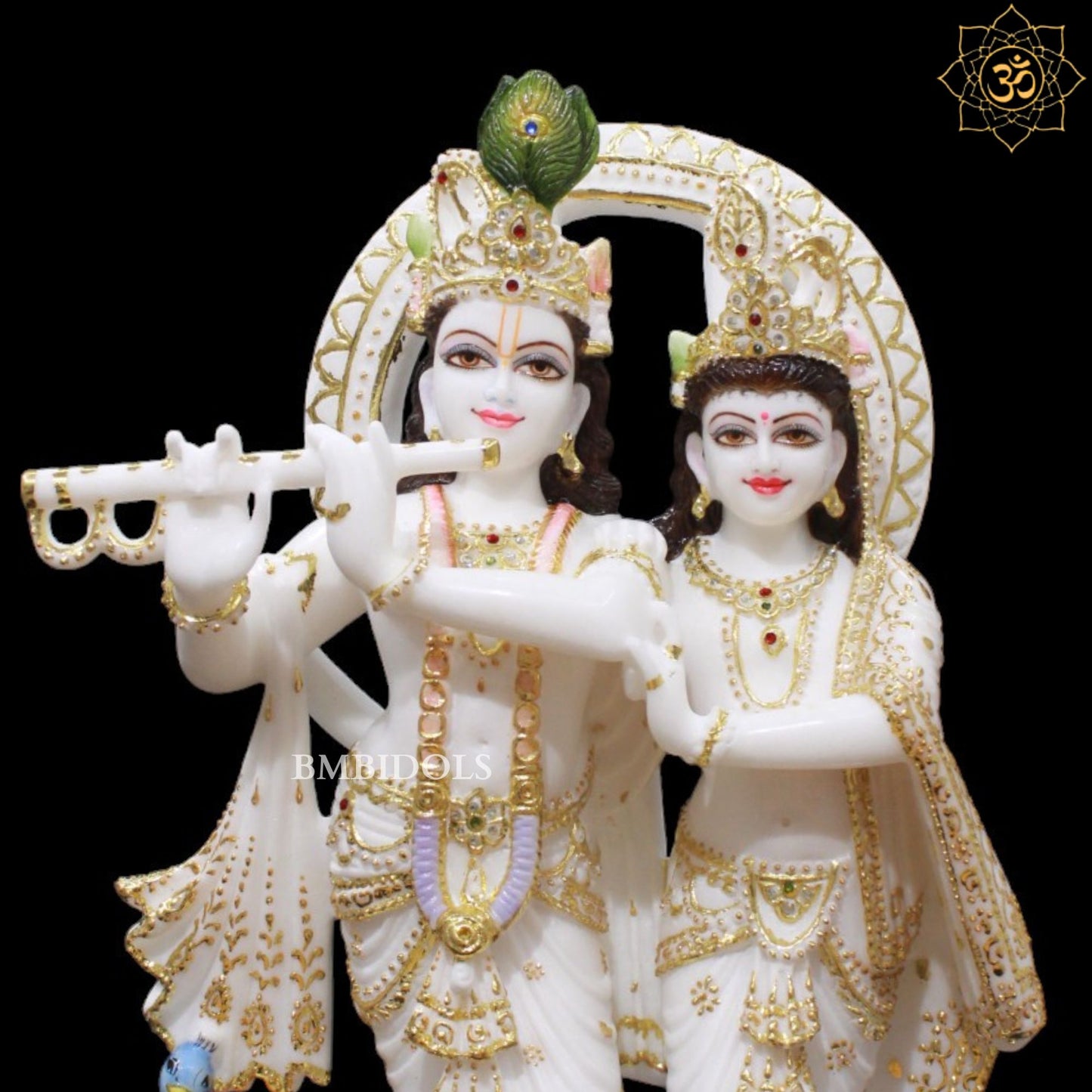 White Marble Jugal Radha Krishna in 18inches for Homes and Temples