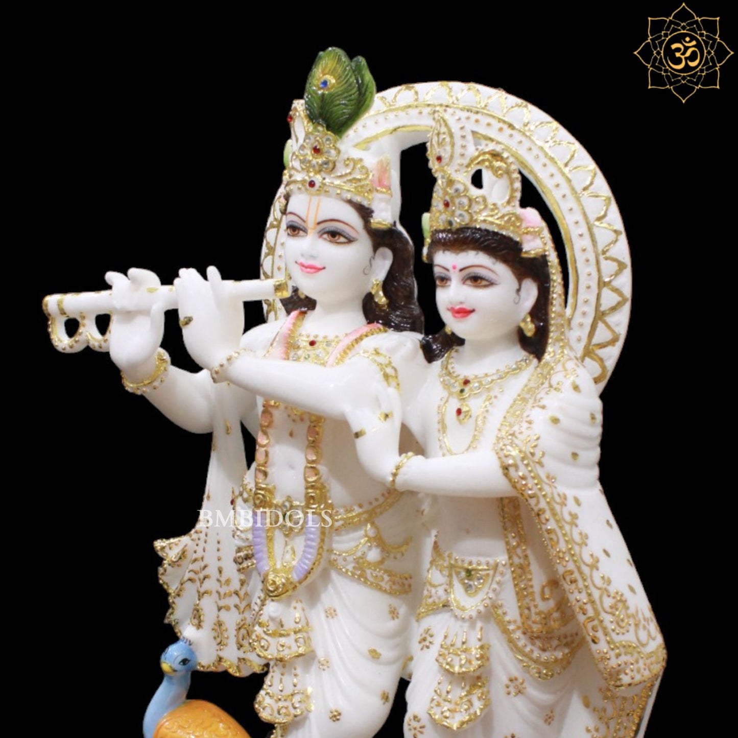 White Marble Jugal Radha Krishna in 18inches for Homes and Temples