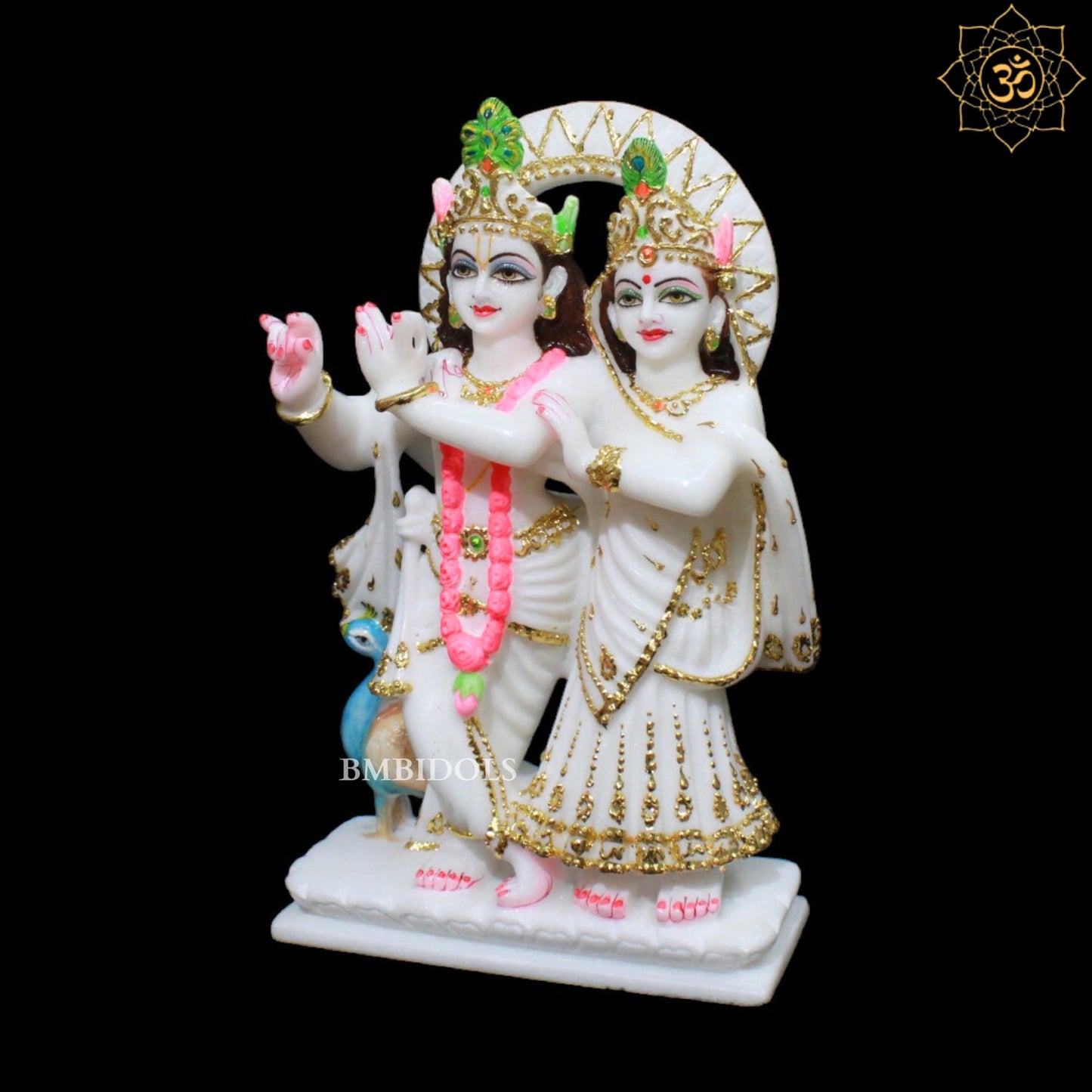 12inch Marble Jugal Radha Krishna Murti for Homes and Mandirs