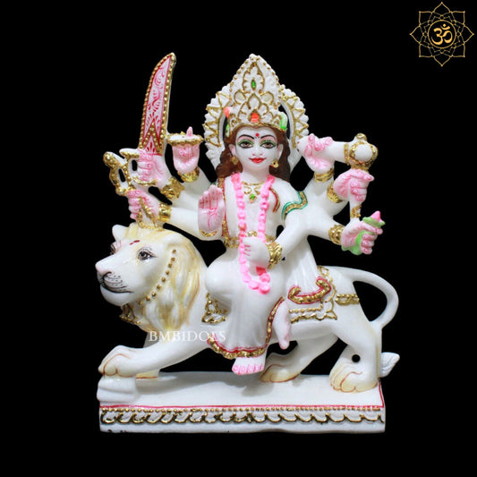 White Marble Durga Murti in Small Size for Homes and Temples