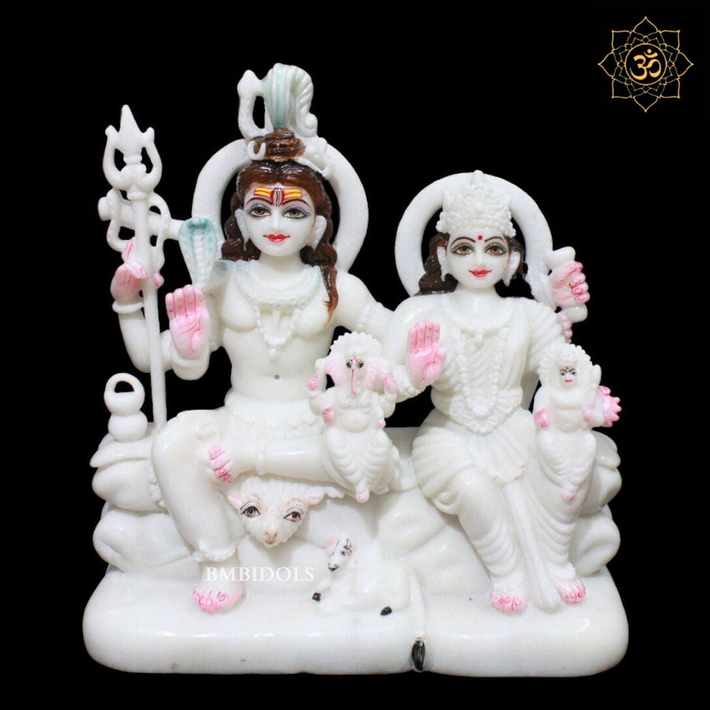 Shiv Parivar Marble Murti for Homes and Temples in 12inches