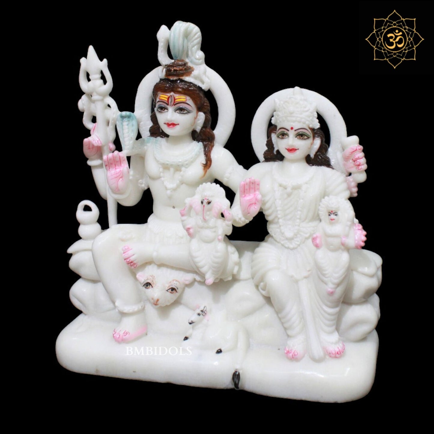 Shiv Parivar Marble Murti for Homes and Temples in 12inches