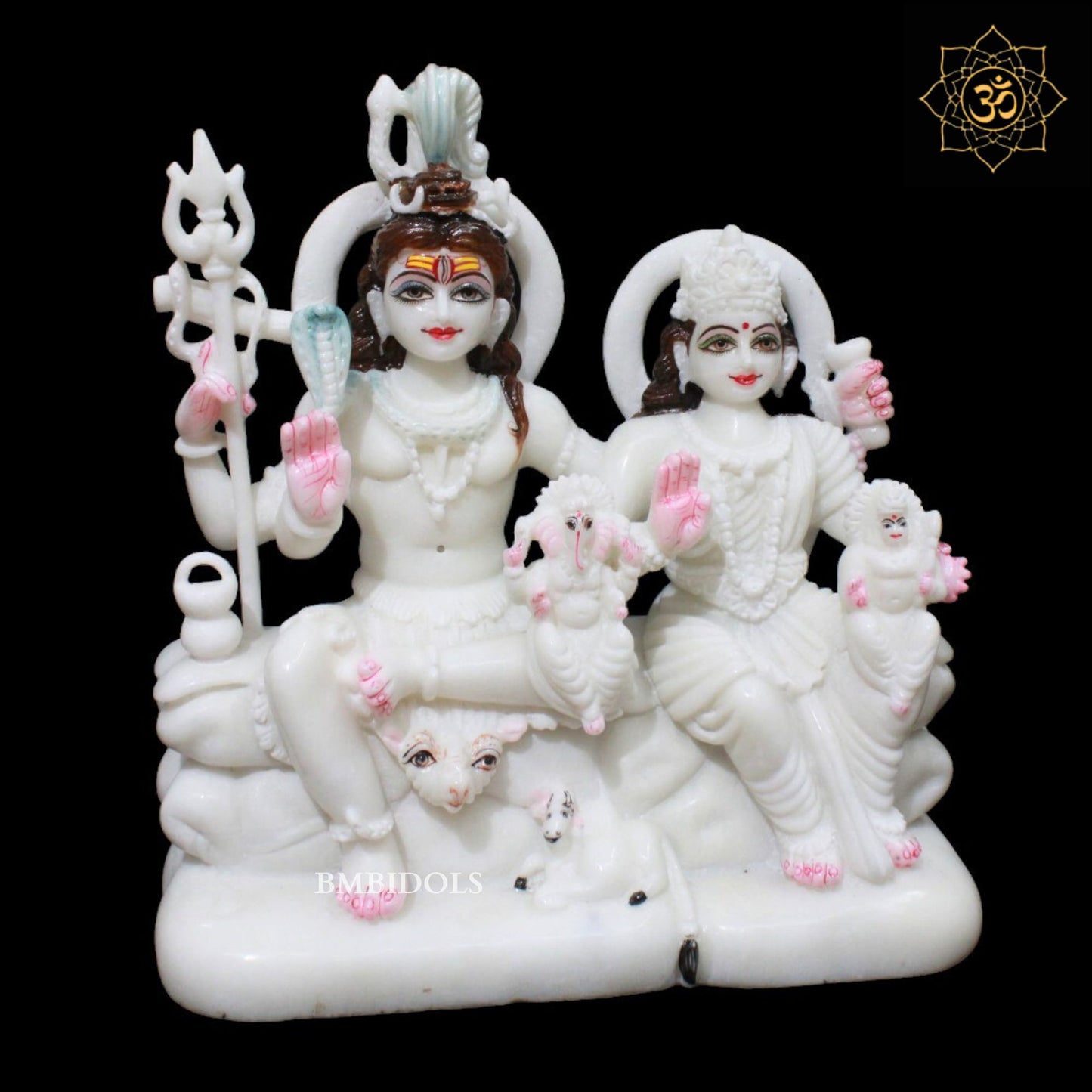 Shiv Parivar Marble Murti for Homes and Temples in 12inches