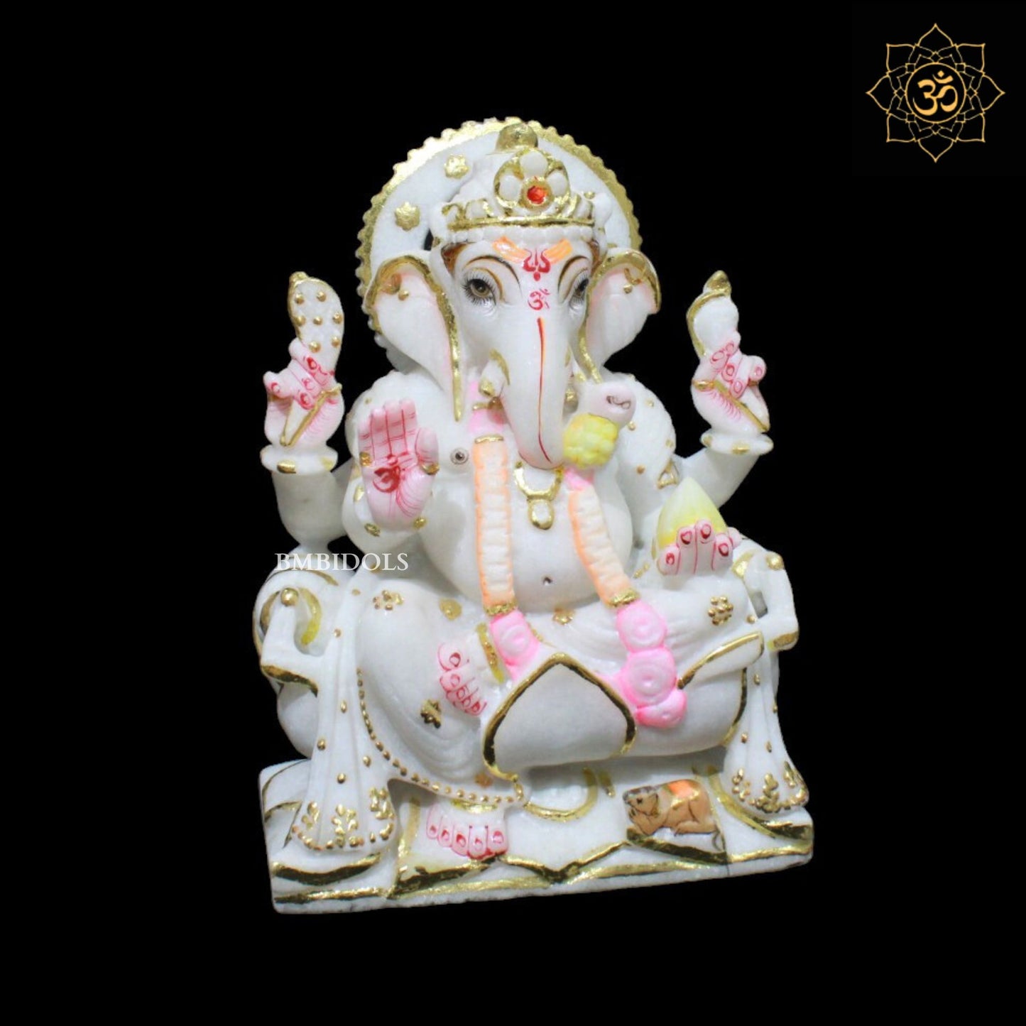 9inch Marble Ganesh Statue for Homes and Temples in Makrana Marble