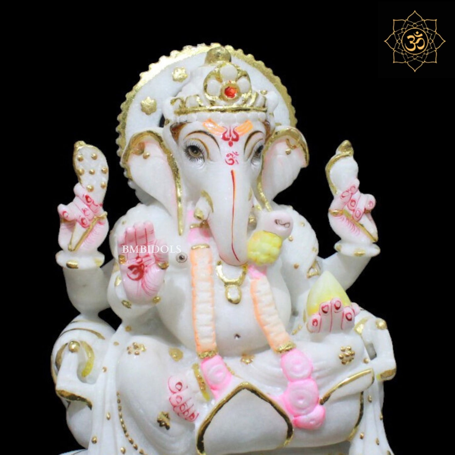 9inch Marble Ganesh Statue for Homes and Temples in Makrana Marble