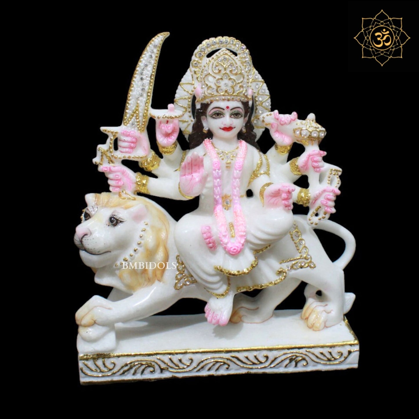 White Marble Durga Maa Murti for Homes and Temples in 1feet