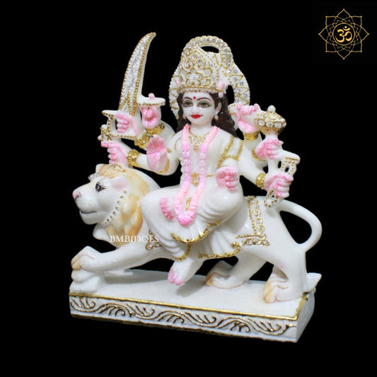 White Marble Durga Maa Murti for Homes and Temples in 1feet