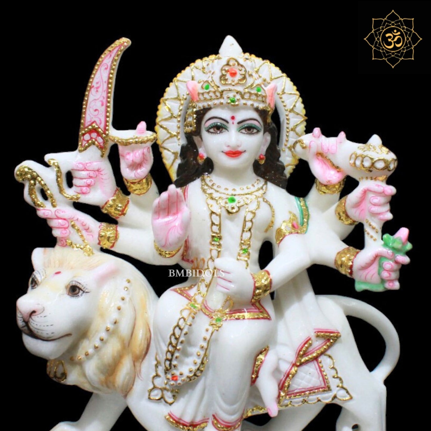 White Marble Durga Maa Murti in 1feet for Homes and Temples