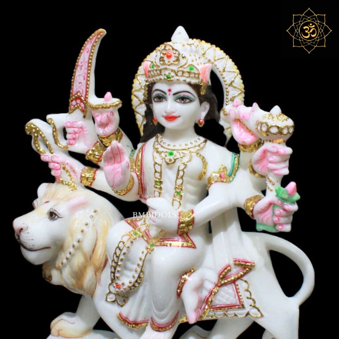 White Marble Durga Maa Murti in 1feet for Homes and Temples