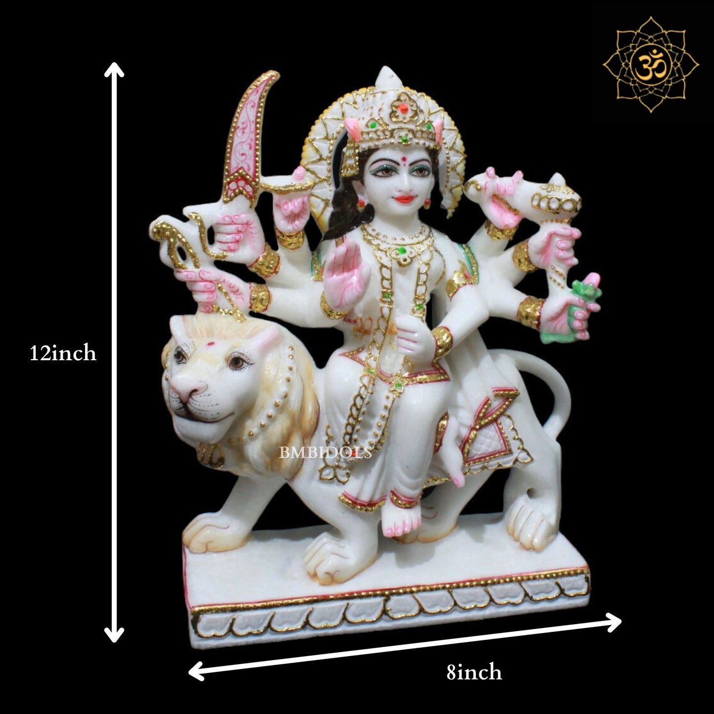 White Marble Durga Maa Murti in 1feet for Homes and Temples