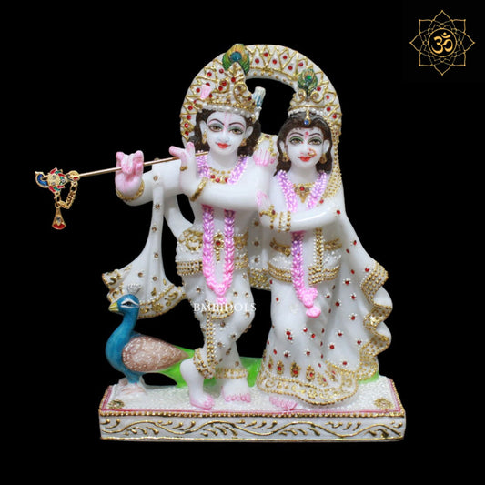 Marble Small Jugal Radha Krishna Murti for Homes and Temples in 9inch