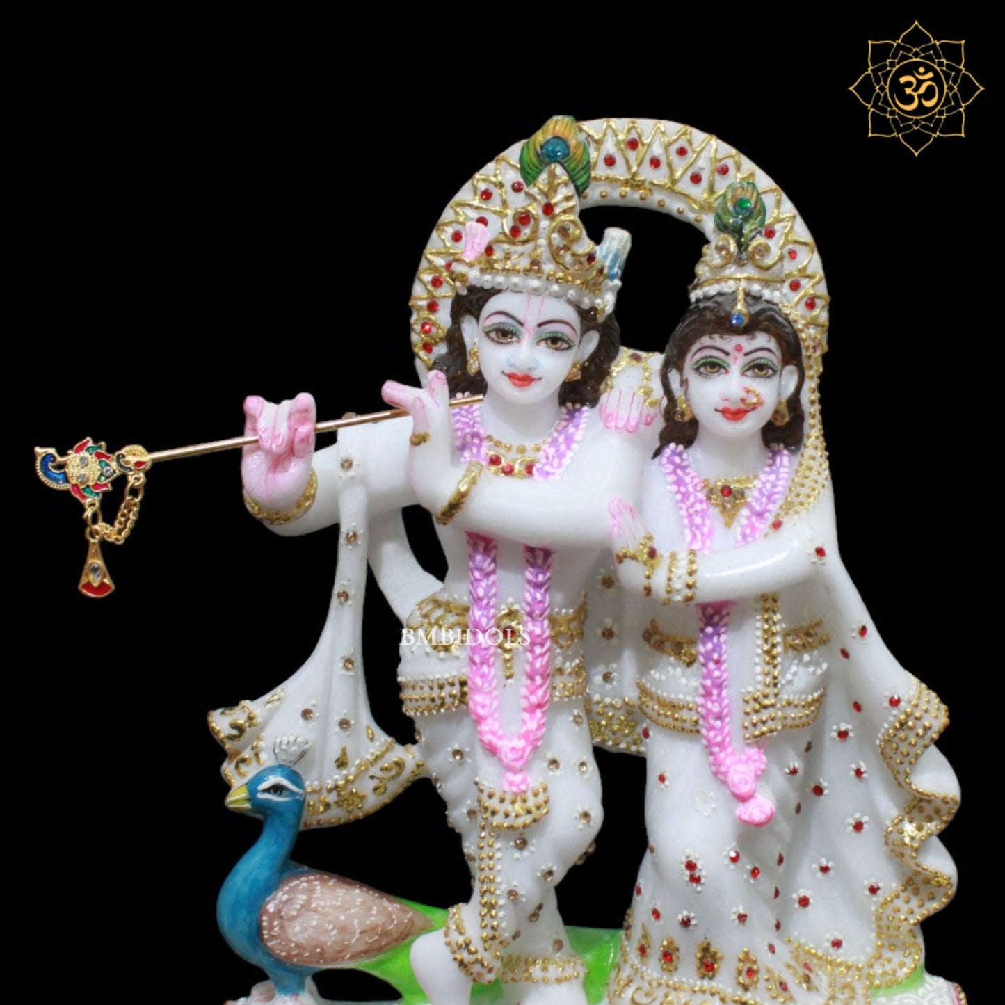 Marble Small Jugal Radha Krishna Murti for Homes and Temples in 9inch