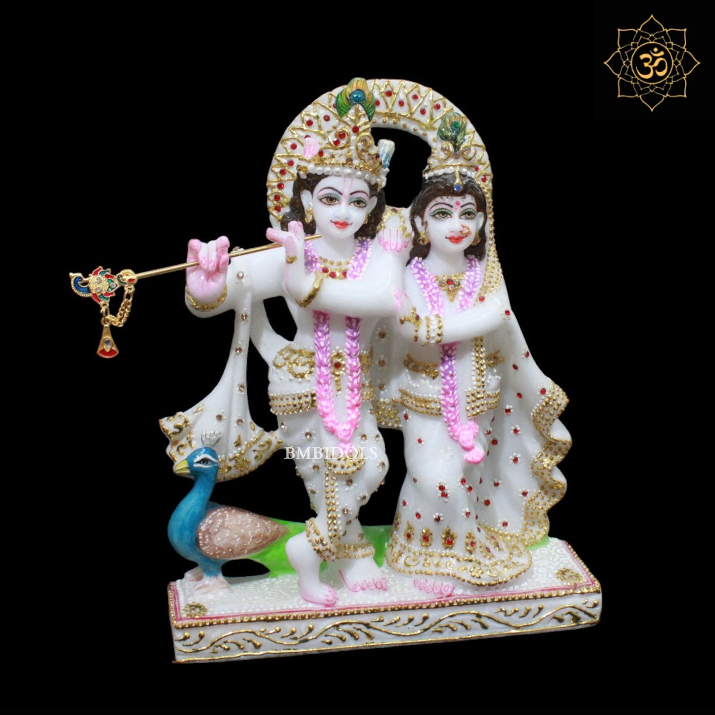 Marble Small Jugal Radha Krishna Murti for Homes and Temples in 9inch