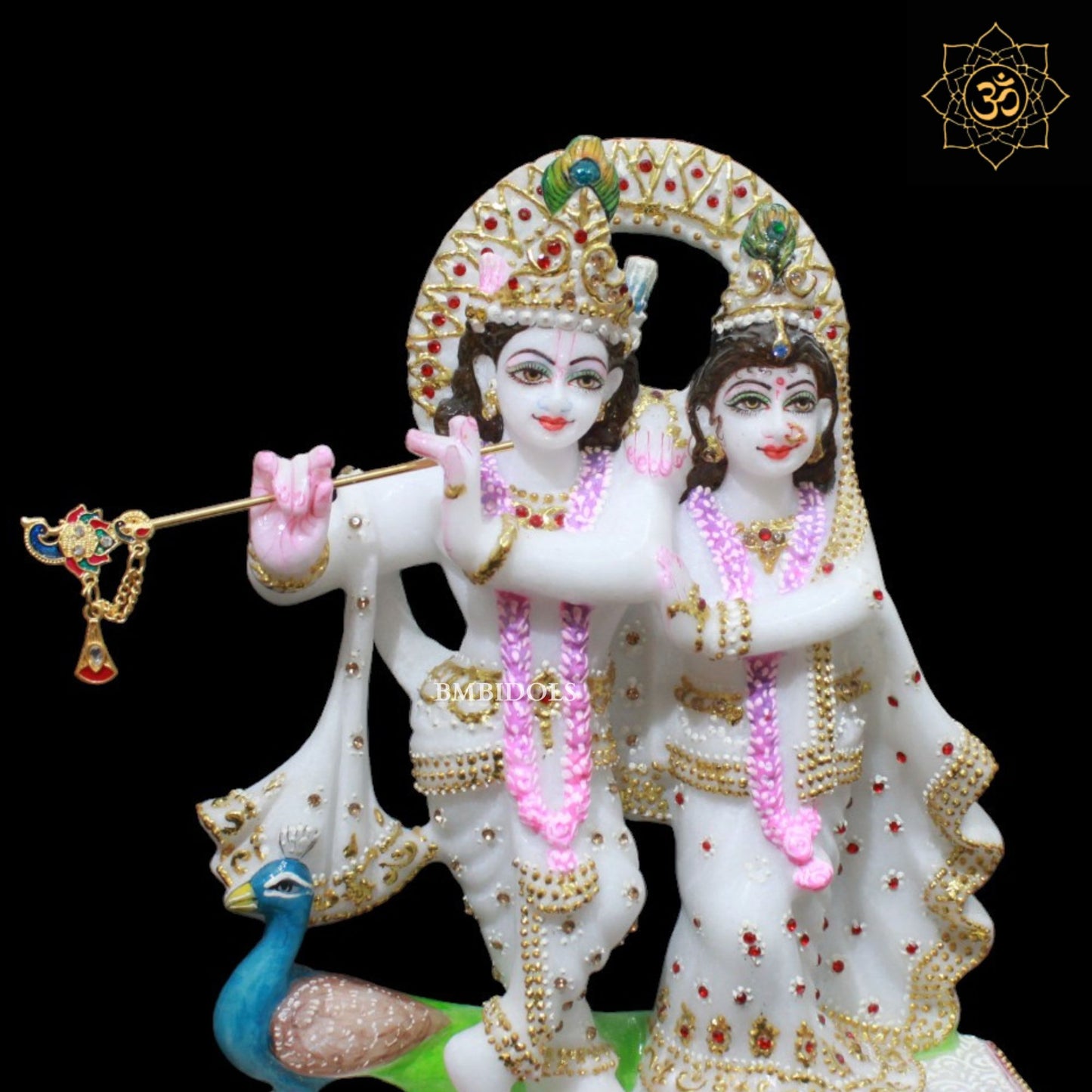 Marble Small Jugal Radha Krishna Murti for Homes and Temples in 9inch