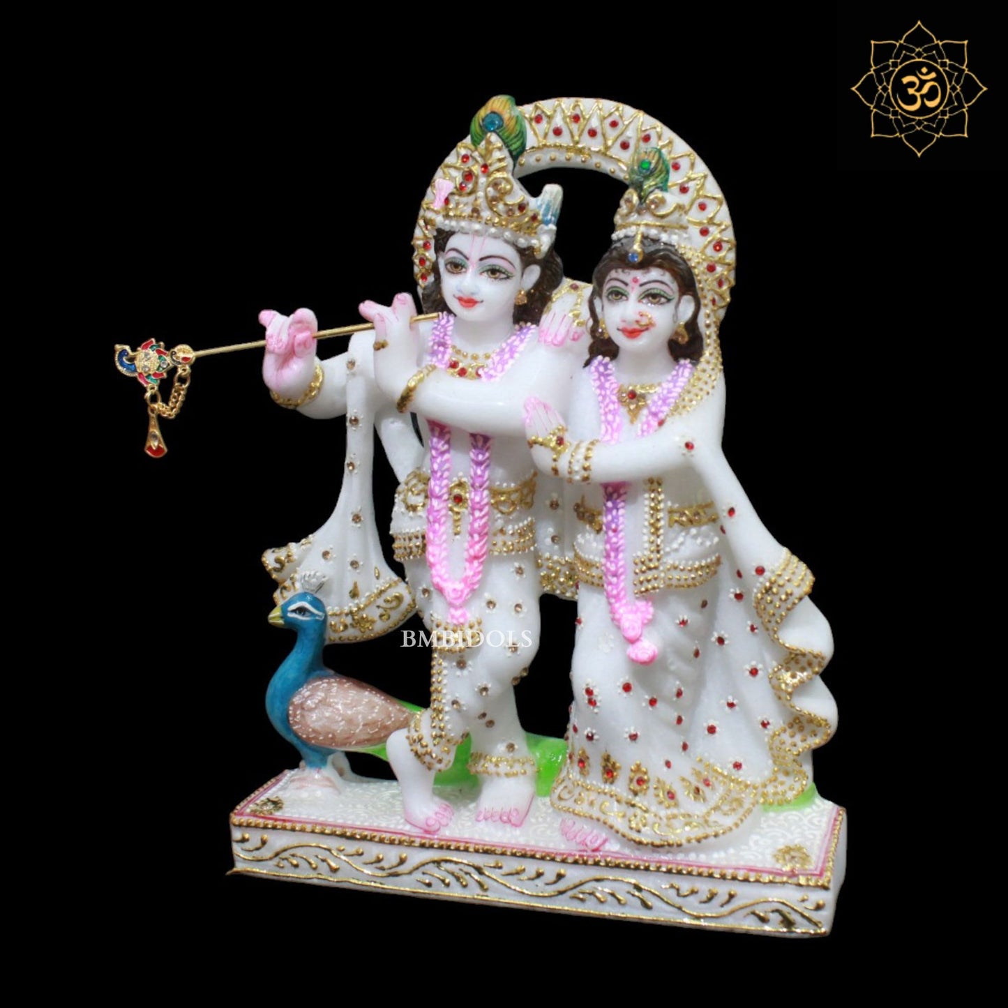 Marble Small Jugal Radha Krishna Murti for Homes and Temples in 9inch