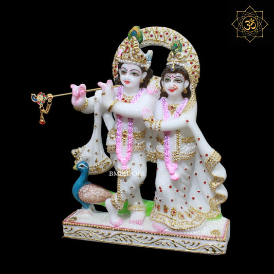 Marble Small Jugal Radha Krishna Murti for Homes and Temples in 9inch