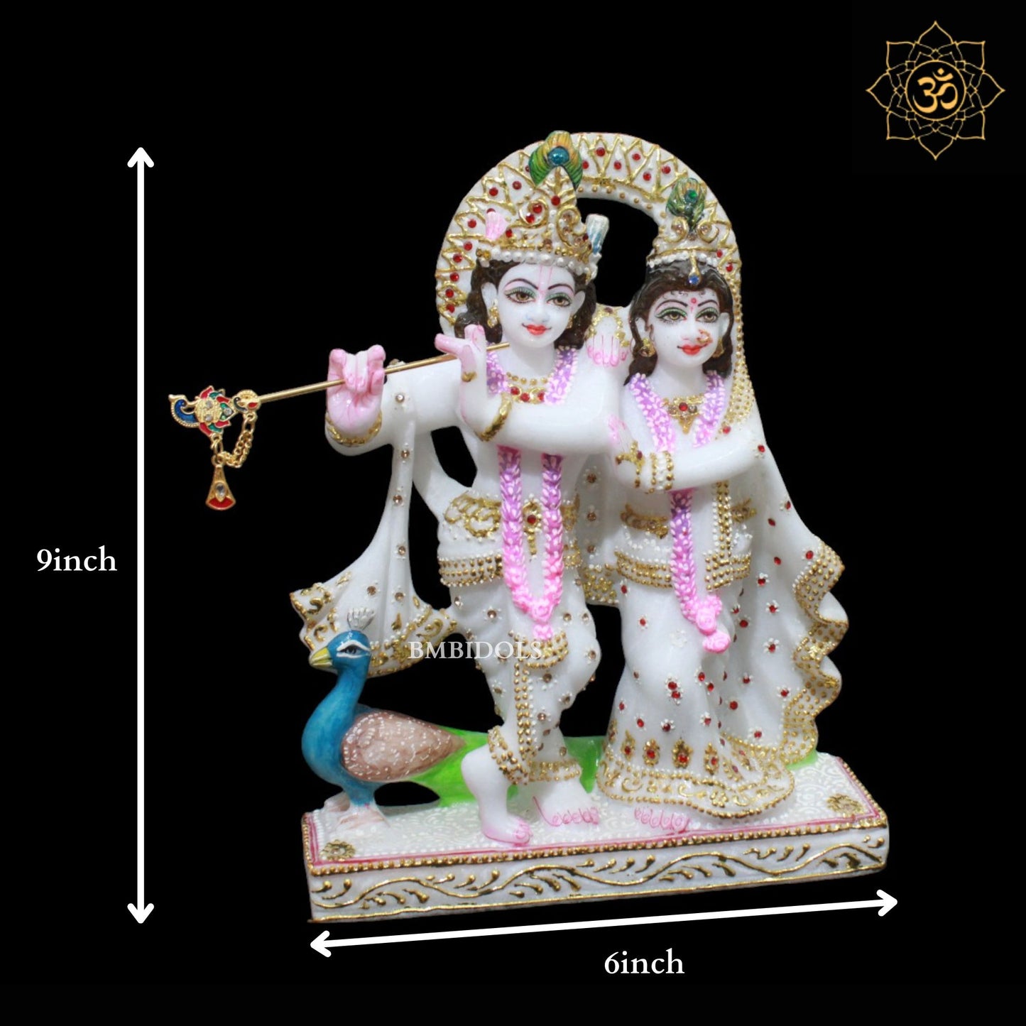 Marble Small Jugal Radha Krishna Murti for Homes and Temples in 9inch