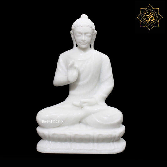 Meditating Marble Buddha Statue in 11inches sitting on Lotus