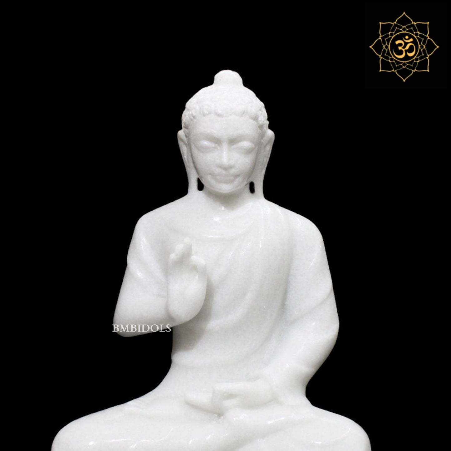 Meditating Marble Buddha Statue in 11inches sitting on Lotus