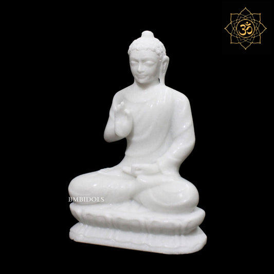 Meditating Marble Buddha Statue in 11inches sitting on Lotus