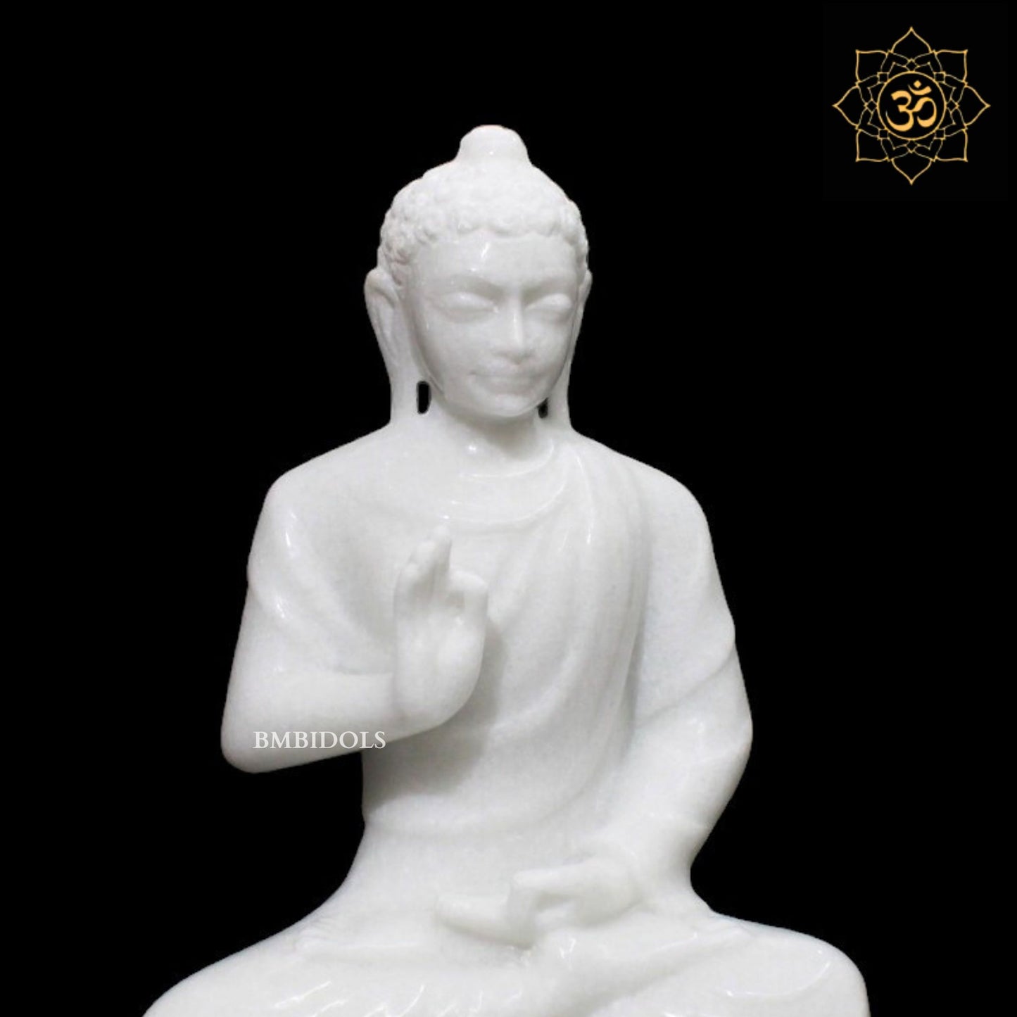 Meditating Marble Buddha Statue in 11inches sitting on Lotus