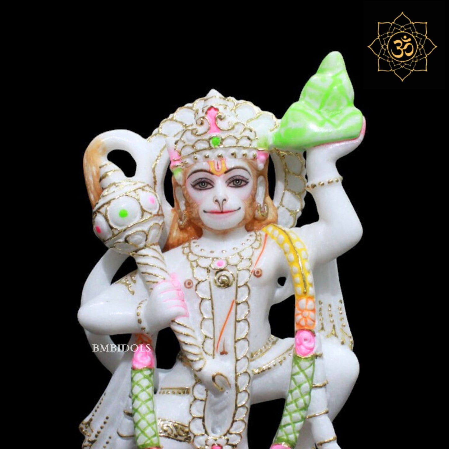 Veer Hanuman Marble Murti for Homes and Temples in 12inch