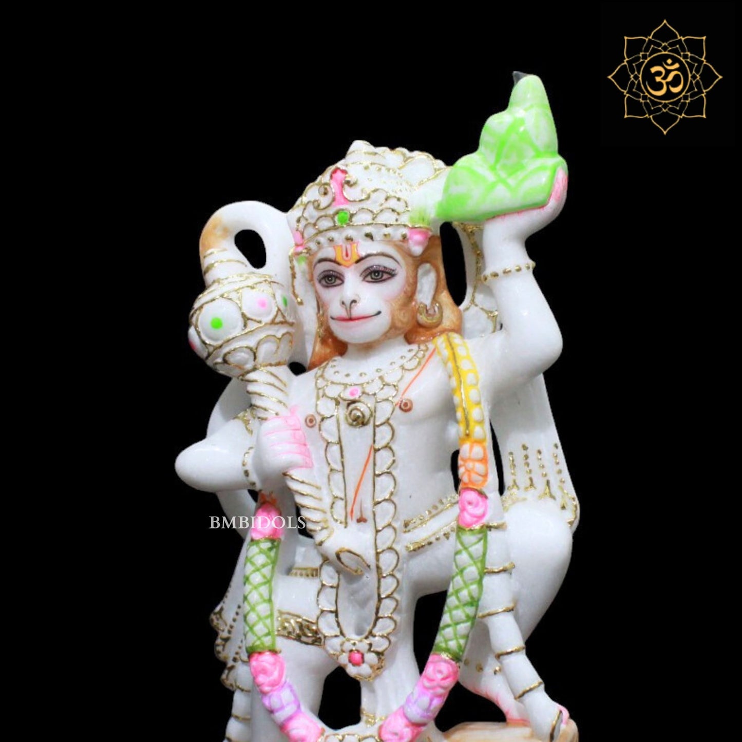 Veer Hanuman Marble Murti for Homes and Temples in 12inch