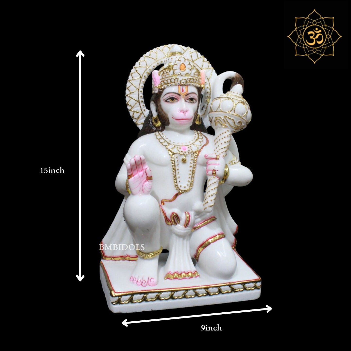 Ashirwad Marble Hanuman Murti for Homes and Temples in 15inch